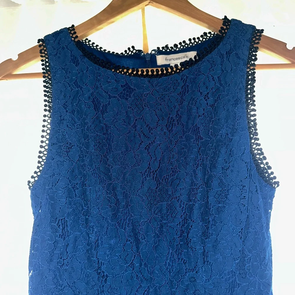 Francesca's Collections High-Low Blue Lace Dress - Picture 2 of 5